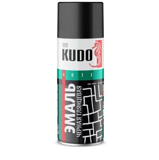 Краска аэрозольная KUDO RAL 9005 чёрная глянцевая KU-1002