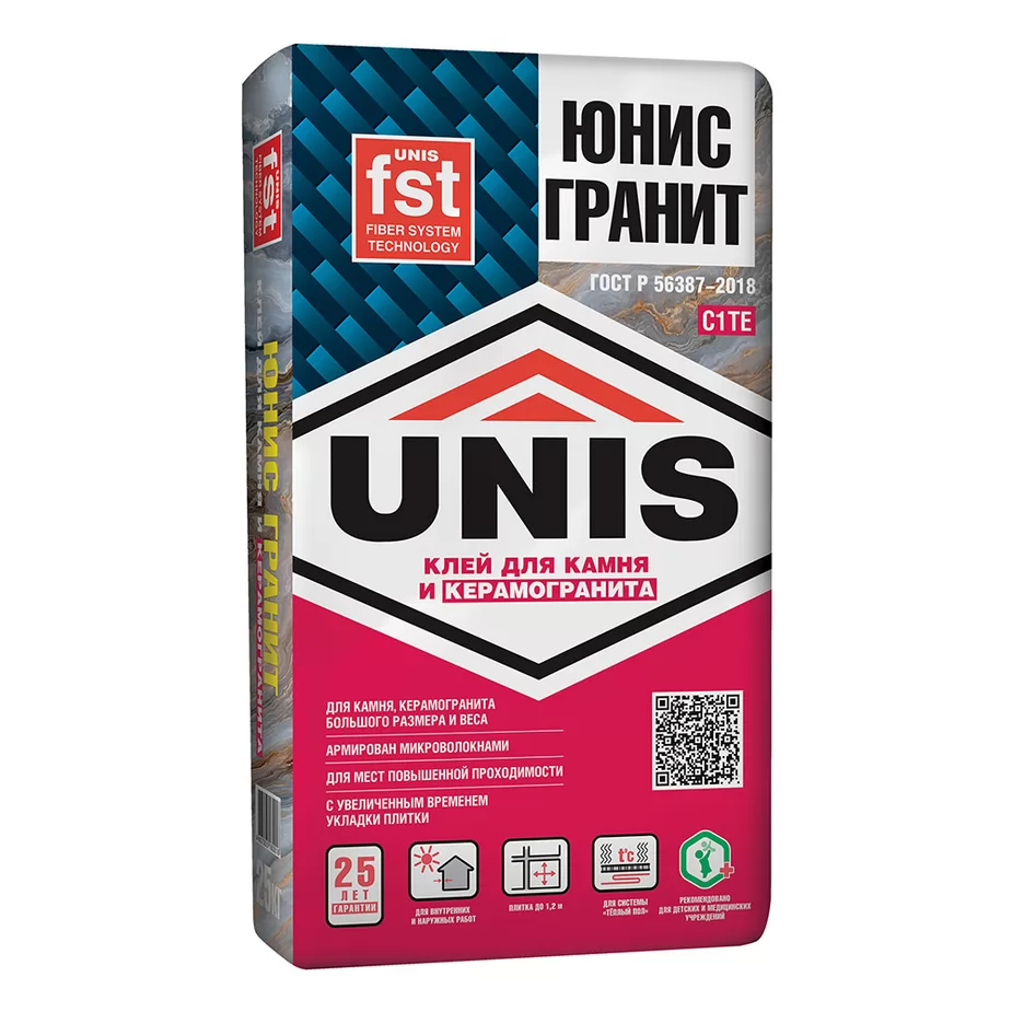 Клей для плитки, керамогранита и камня Unis Гранит, 25 кг