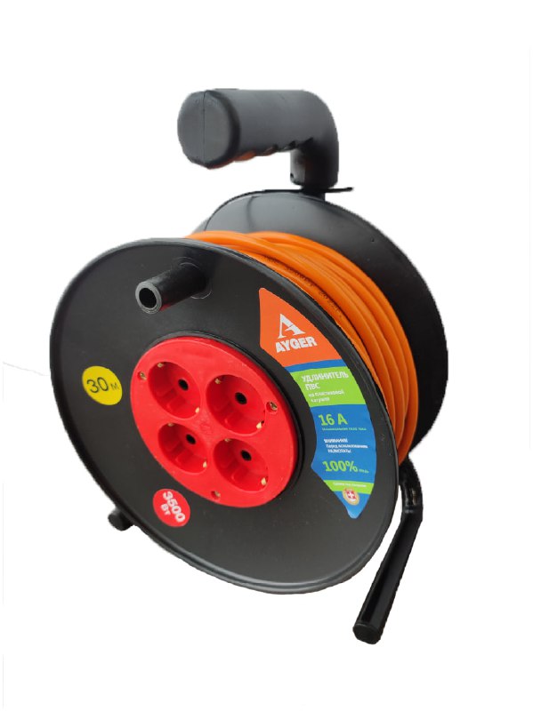 AYGER удлинитель ПВС 3×1,5 50 м на катушке (с/з)